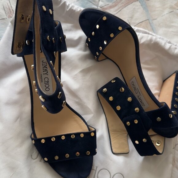 Jimmy Choo Veto 100 studded suede sandals - Navy - Size 40 - Picture 4 of 7